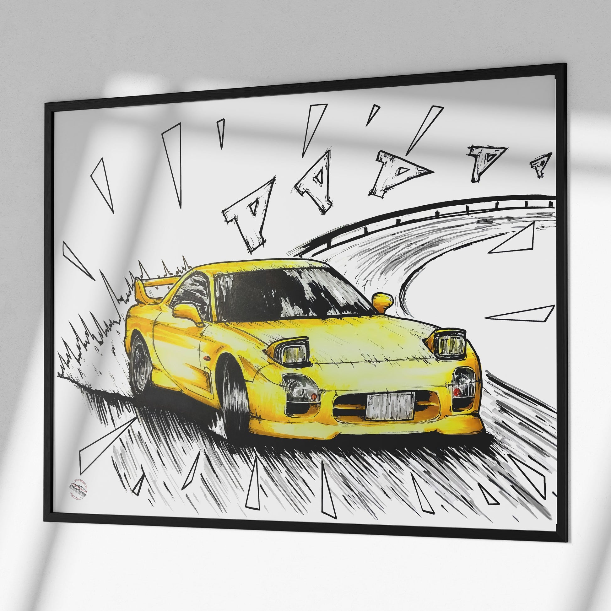 mazda rx7 drawing anime initial d series poster