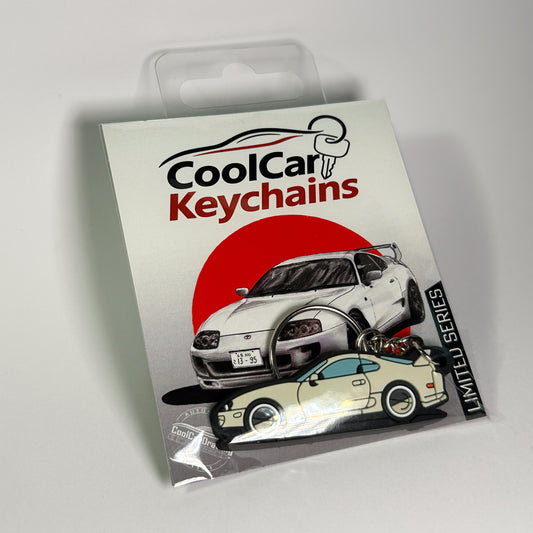 toyota supra mk4 keychain white colour in plastic bag, pvc car keychain