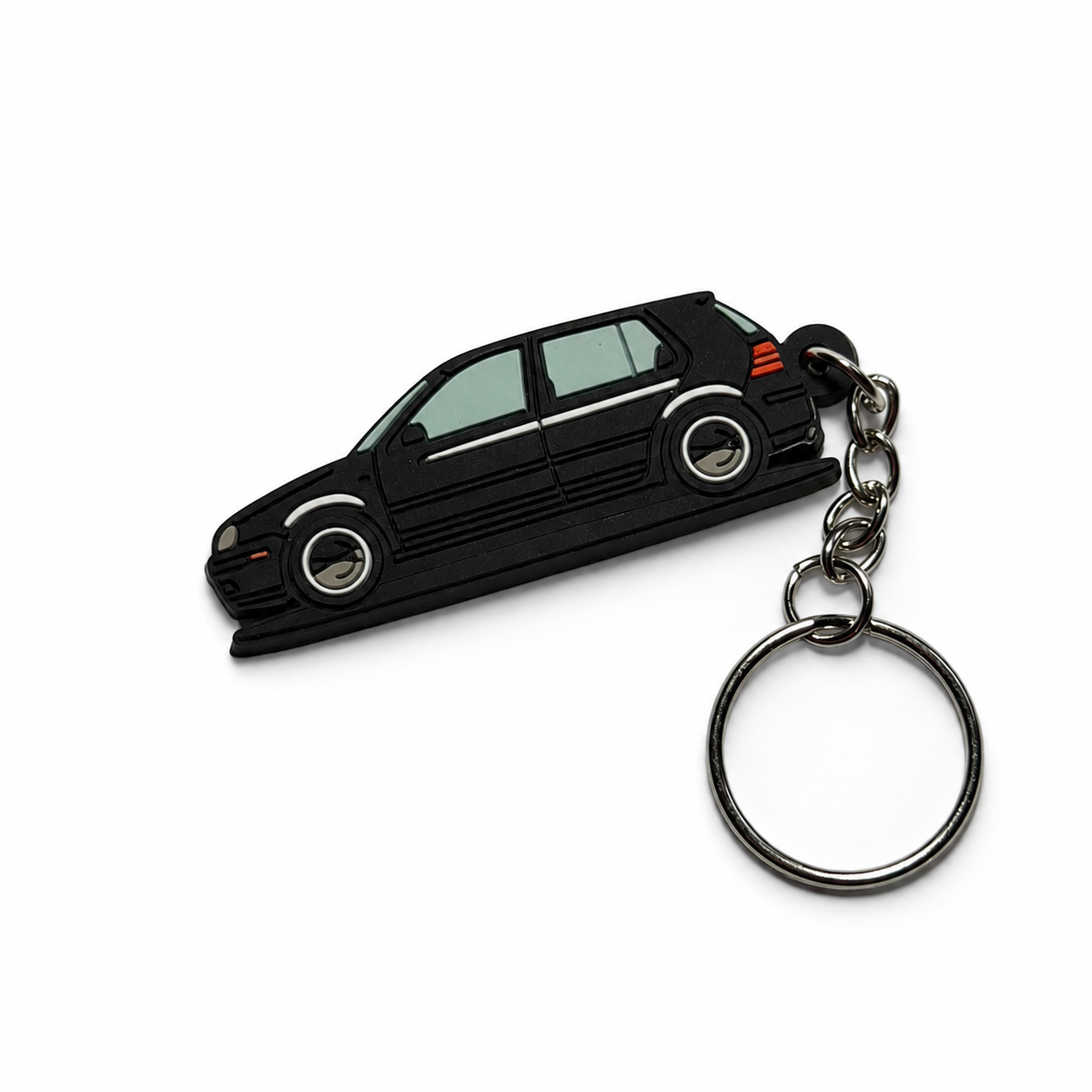 Black VW Golf MK4 keychain with metal ring