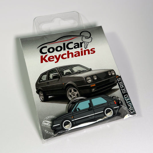 grey vw mk2 keychain in plastic bag